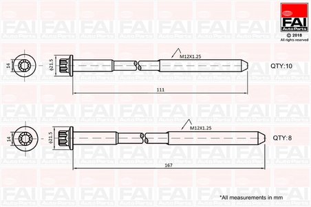SET SURUBURI CHIULASA FAI AUTOPARTS B2124 - Compatibil cu TOYOTA