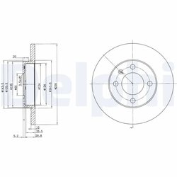 DISC FRANA DELPHI BG2116 - Compatibil cu AUDI, SEAT, VW