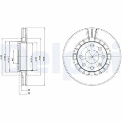 DISC FRANA DELPHI BG2443 - Compatibil cu DAEWOO, LOTUS, OPEL, VAUXHALL