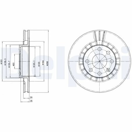 DISC FRANA DELPHI BG2443 - Compatibil cu DAEWOO, LOTUS, OPEL, VAUXHALL