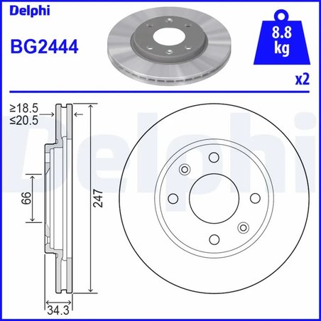 DISC FRANA DELPHI BG2444 - Compatibil cu CITROEN, LIFAN, MEGA, PEUGEOT, PEUGEOT (DF-PSA)