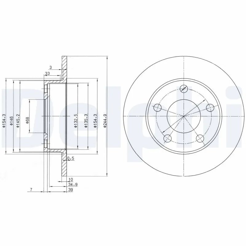 DISC FRANA DELPHI BG2520 - Compatibil cu AUDI