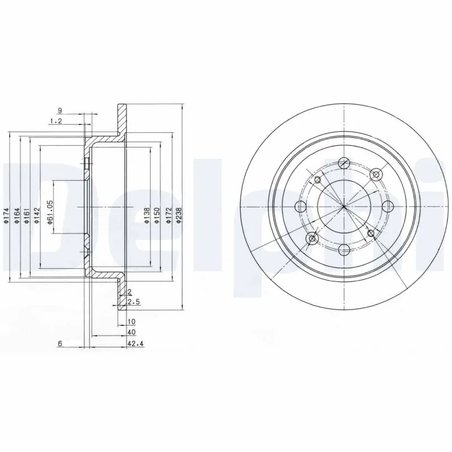 DISC FRANA DELPHI BG2538 - Compatibil cu ACURA, HONDA, LOTUS, MG, ROVER