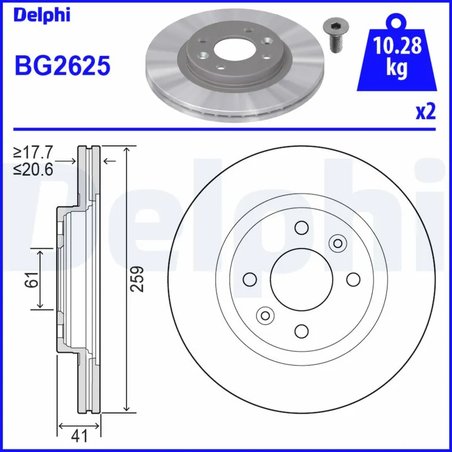 DISC FRANA DELPHI BG2625 - Compatibil cu DACIA, NISSAN, RENAULT