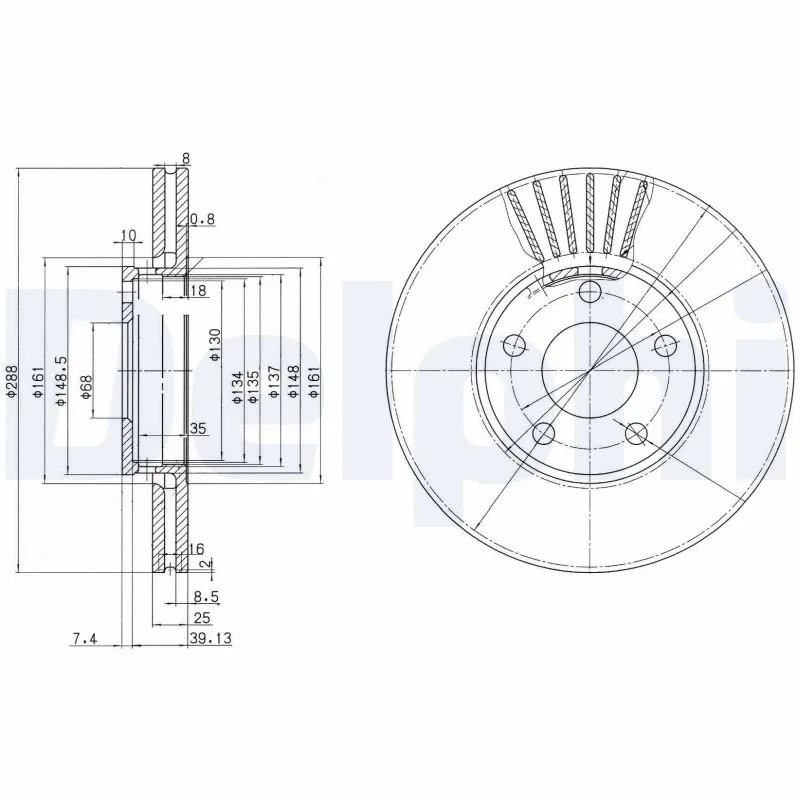DISC FRANA DELPHI BG2745 - Compatibil cu AUDI, SEAT, SKODA, VW