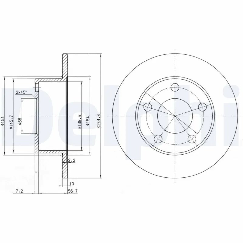 DISC FRANA DELPHI BG2746C - Compatibil cu AUDI, SKODA, VW