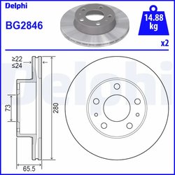 DISC FRANA DELPHI BG2846 - Compatibil cu CITROEN, FIAT, PEUGEOT