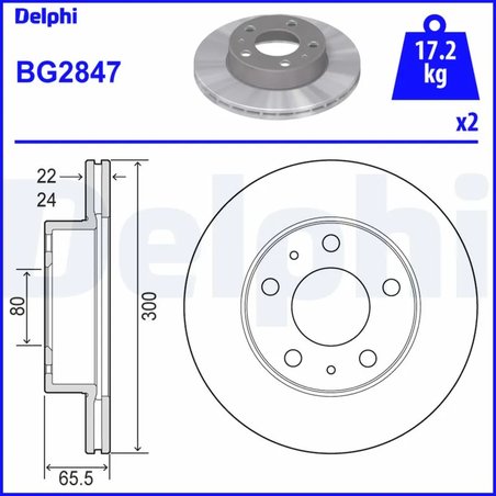 DISC FRANA DELPHI BG2847 - Compatibil cu CITROEN, FIAT, PEUGEOT