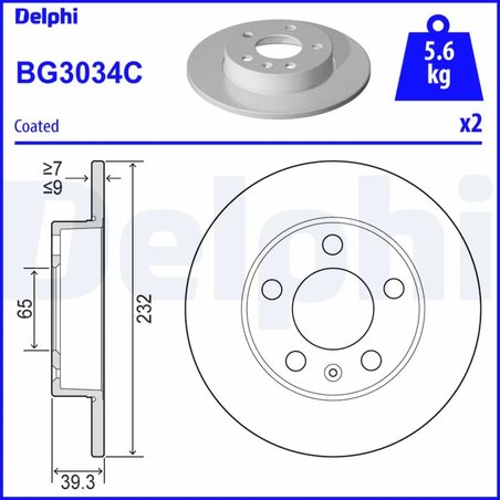 DISC FRANA DELPHI BG3034C - Compatibil cu AUDI, SEAT, SKODA, VW
