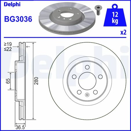 DISC FRANA DELPHI BG3036 - Compatibil cu AUDI, SEAT, SKODA, VW