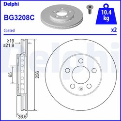 DISC FRANA DELPHI BG3208C - Compatibil cu AUDI, SEAT, SKODA, SKODA (SVW), VW, VW (SVW)