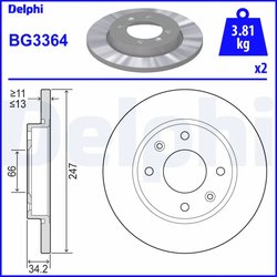 DISC FRANA DELPHI BG3364 - Compatibil cu CITROEN, PEUGEOT