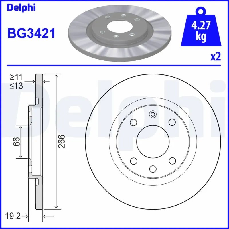 DISC FRANA DELPHI BG3421 - Compatibil cu CITROEN, PEUGEOT