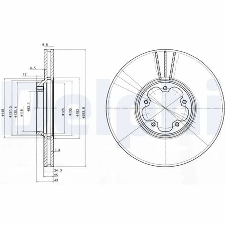 DISC FRANA DELPHI BG3504 - Compatibil cu FORD