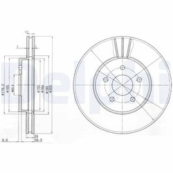 DISC FRANA DELPHI BG3537C - Compatibil cu FORD, JAGUAR