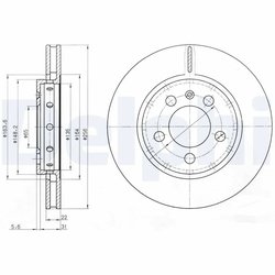 DISC FRANA DELPHI BG3611 - Compatibil cu AUDI, SEAT, SKODA, VW