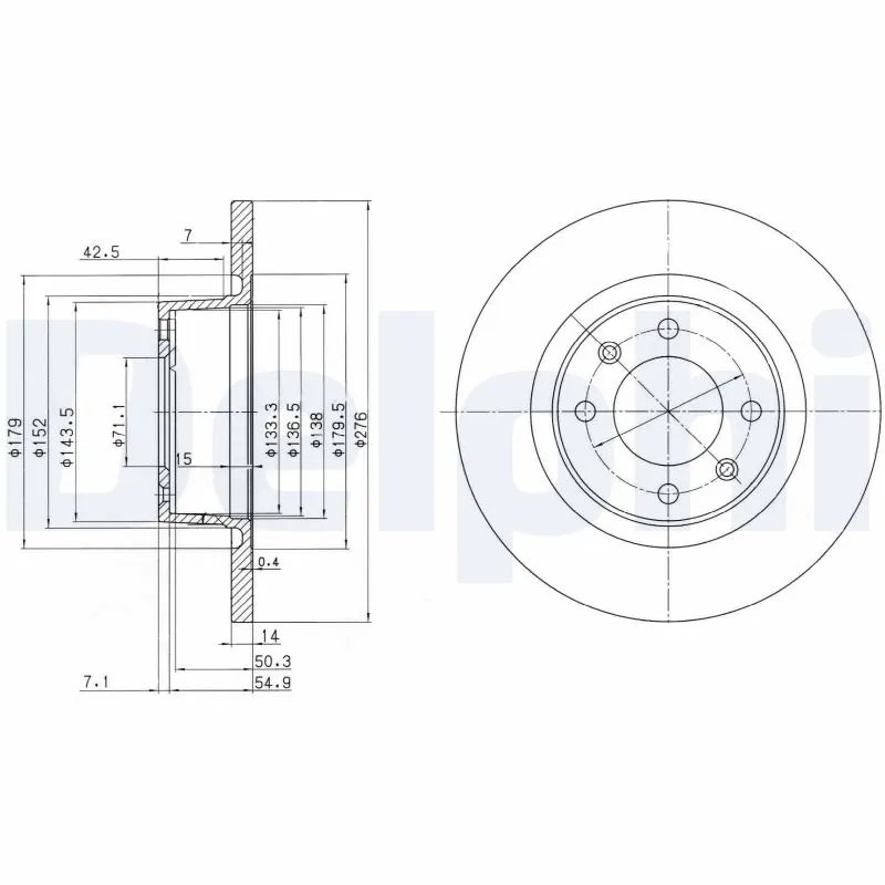 DISC FRANA DELPHI BG3621 - Compatibil cu CITROEN