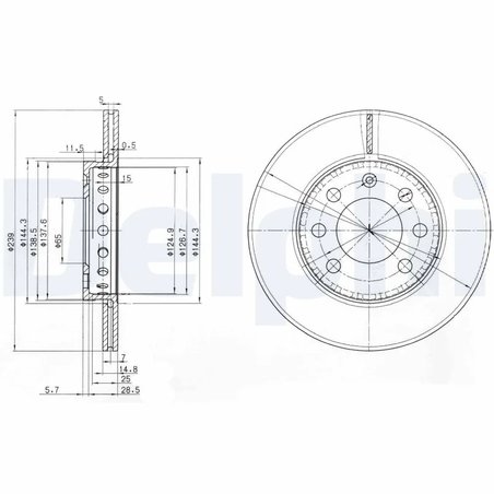 DISC FRANA DELPHI BG3658 - Compatibil cu AUDI, VW