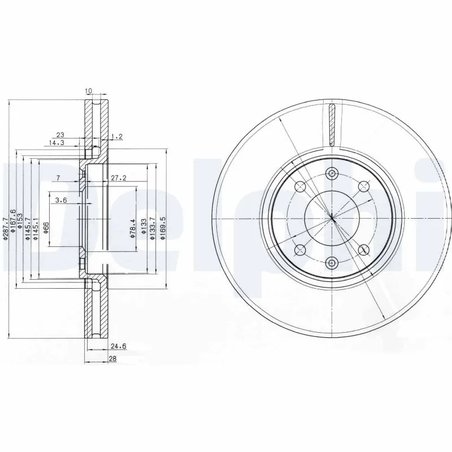 DISC FRANA DELPHI BG3675 - Compatibil cu CITROEN