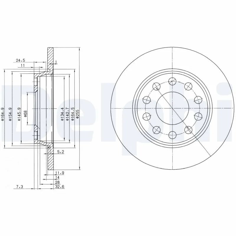 DISC FRANA DELPHI BG3674C - Compatibil cu AUDI, SEAT