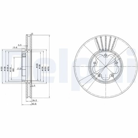 DISC FRANA DELPHI BG3676 - Compatibil cu FORD
