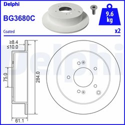 DISC FRANA DELPHI BG3680C - Compatibil cu HYUNDAI, KIA