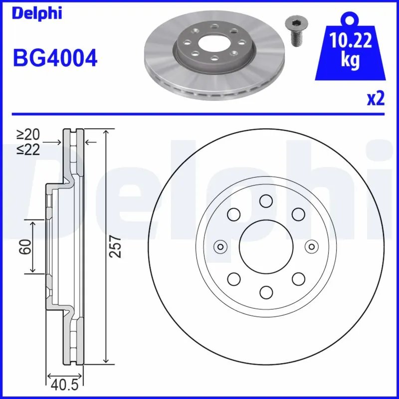DISC FRANA DELPHI BG4004 - Compatibil cu FIAT, OPEL, VAUXHALL