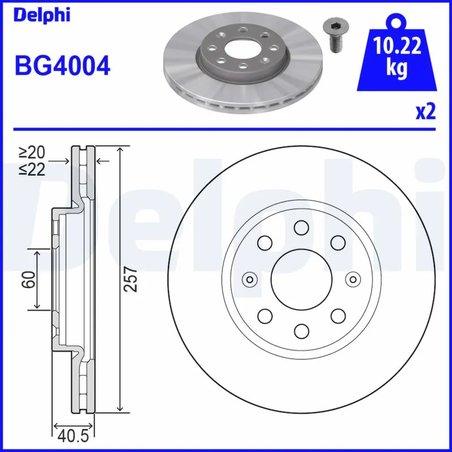 DISC FRANA DELPHI BG4004 - Compatibil cu FIAT, OPEL, VAUXHALL