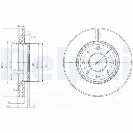 DISC FRANA DELPHI BG4016 - Compatibil cu KIA