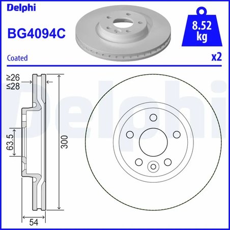 DISC FRANA DELPHI BG4094C - Compatibil cu FORD, LAND ROVER, VOLVO