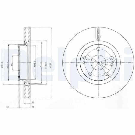 DISC FRANA DELPHI BG4113 - Compatibil cu TOYOTA