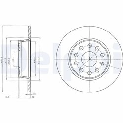 DISC FRANA DELPHI BG4324C - Compatibil cu AUDI, AUDI (FAW), CUPRA, MULTICAR, OPEL, SEAT, SKODA, VW, VW (FAW)