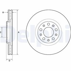 DISC FRANA DELPHI BG4763C - Compatibil cu ALFA ROMEO, FIAT, JEEP