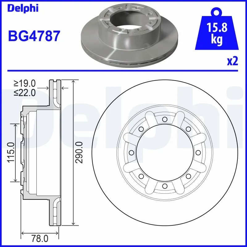 DISC FRANA DELPHI BG4787 - Compatibil cu RENAULT, RENAULT TRUCKS