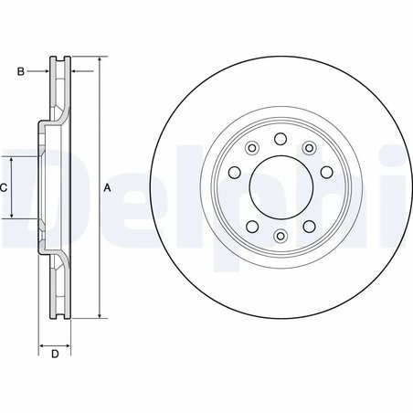 DISC FRANA DELPHI BG4806C - Compatibil cu CITROEN, OPEL, PEUGEOT, TOYOTA, VAUXHALL