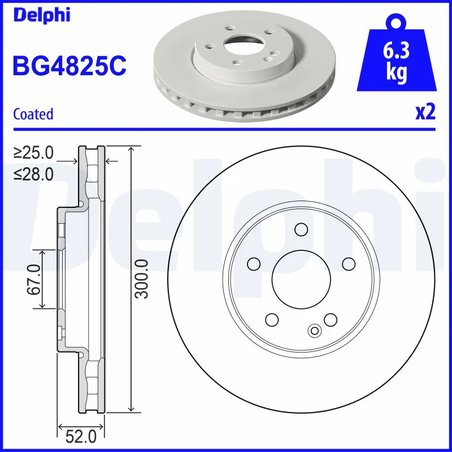 DISC FRANA DELPHI BG4825C - Compatibil cu MERCEDES-BENZ