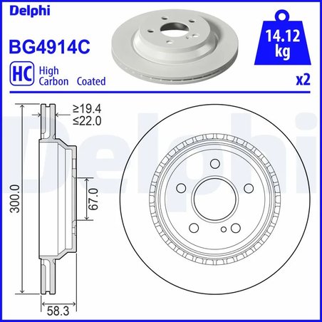 DISC FRANA DELPHI BG4914C - Compatibil cu MERCEDES-BENZ