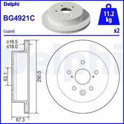 DISC FRANA DELPHI BG4921C - Compatibil cu LEXUS