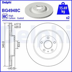 DISC FRANA DELPHI BG4948C - Compatibil cu POLESTAR, VOLVO, VOLVO ASIA