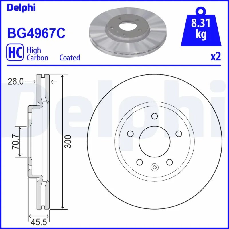 DISC FRANA DELPHI BG4967C - Compatibil cu OPEL, VAUXHALL