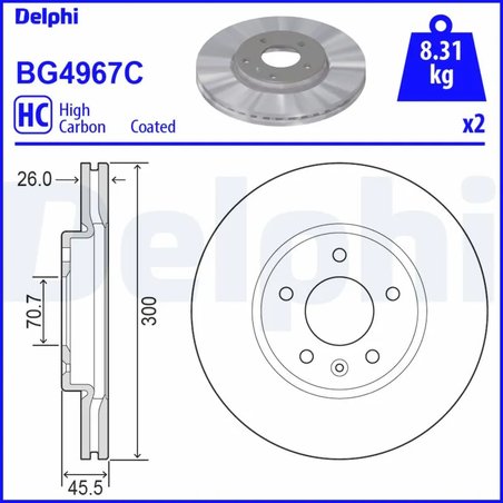 DISC FRANA DELPHI BG4967C - Compatibil cu OPEL, VAUXHALL