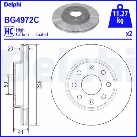 DISC FRANA DELPHI BG4972C - Compatibil cu CHEVROLET, DAEWOO