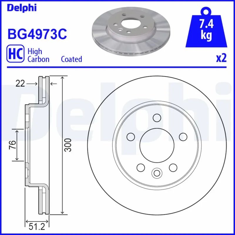 DISC FRANA DELPHI BG4973C - Compatibil cu MAN, VW