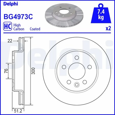 DISC FRANA DELPHI BG4973C - Compatibil cu MAN, VW