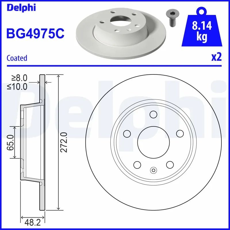 DISC FRANA DELPHI BG4975C - Compatibil cu AUDI