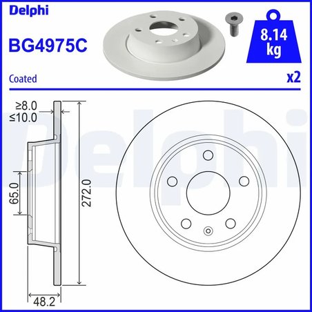 DISC FRANA DELPHI BG4975C - Compatibil cu AUDI
