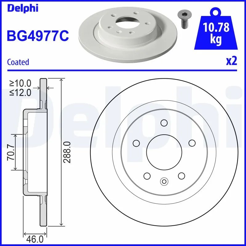DISC FRANA DELPHI BG4977C - Compatibil cu OPEL, VAUXHALL