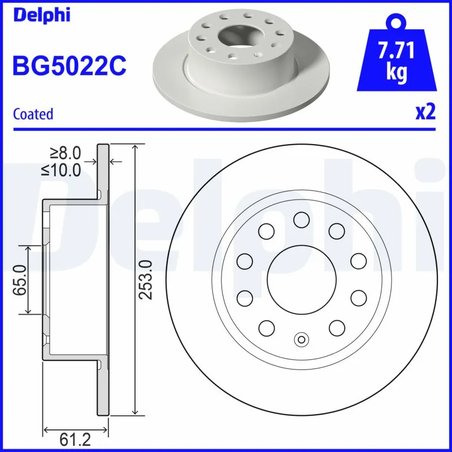 DISC FRANA DELPHI BG5022C - Compatibil cu SKODA