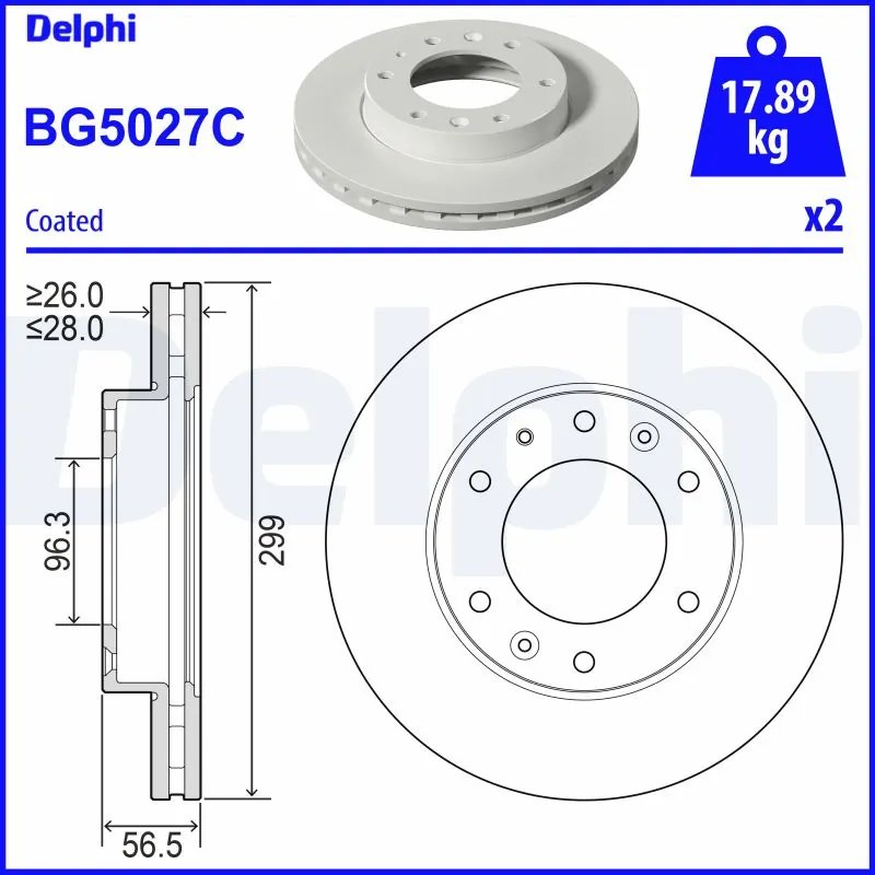 DISC FRANA DELPHI BG5027C - Compatibil cu HYUNDAI