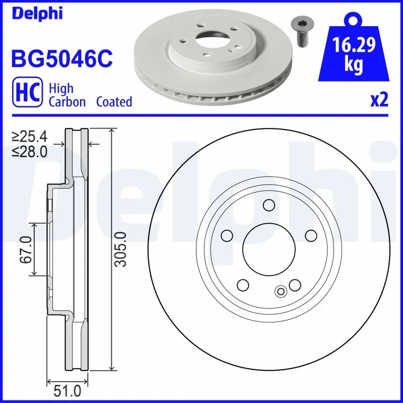 DISC FRANA DELPHI BG5046C - Compatibil cu MERCEDES-BENZ